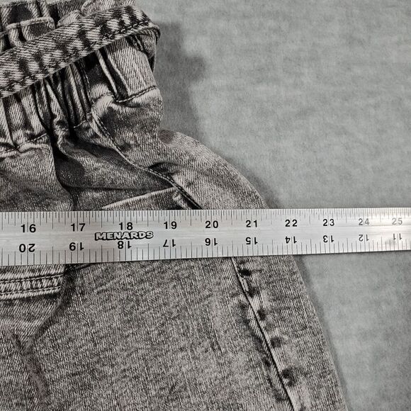 Ava & Viv Shorts Womens 14 Gray Denim Paper Bag Jean High Rise Waist Belt Preppy - Picture 3 of 8